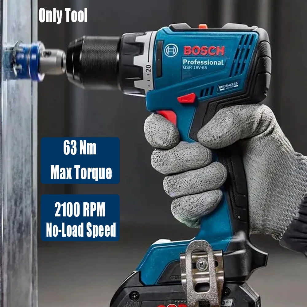 Woodworking Drills - Bosch GSR 18V-65 Brushless Electric Drill