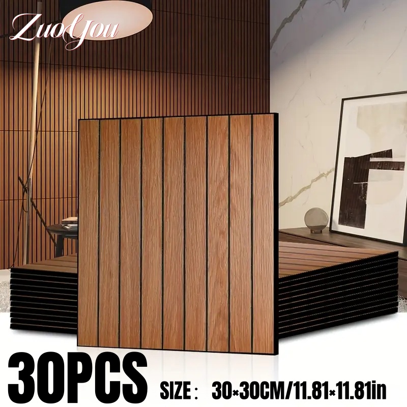 Woodworking Zone - Faux Wood Grain Grille Self-Adhesive Wallpaper