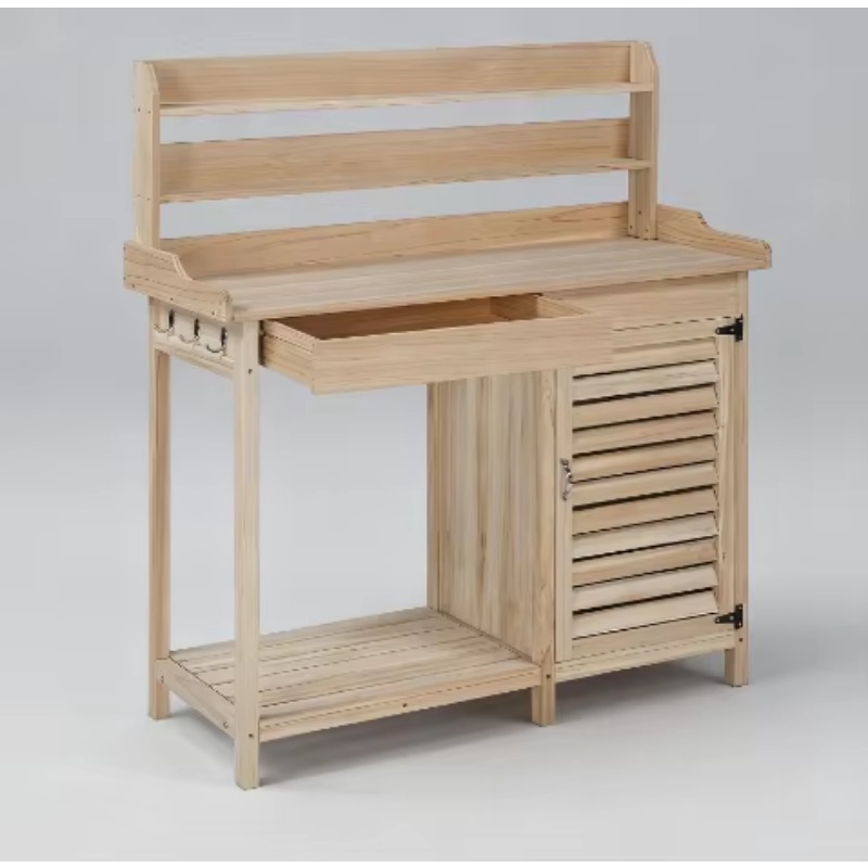 Woodworking Bench - New Natural Color Wooden Potting Bench