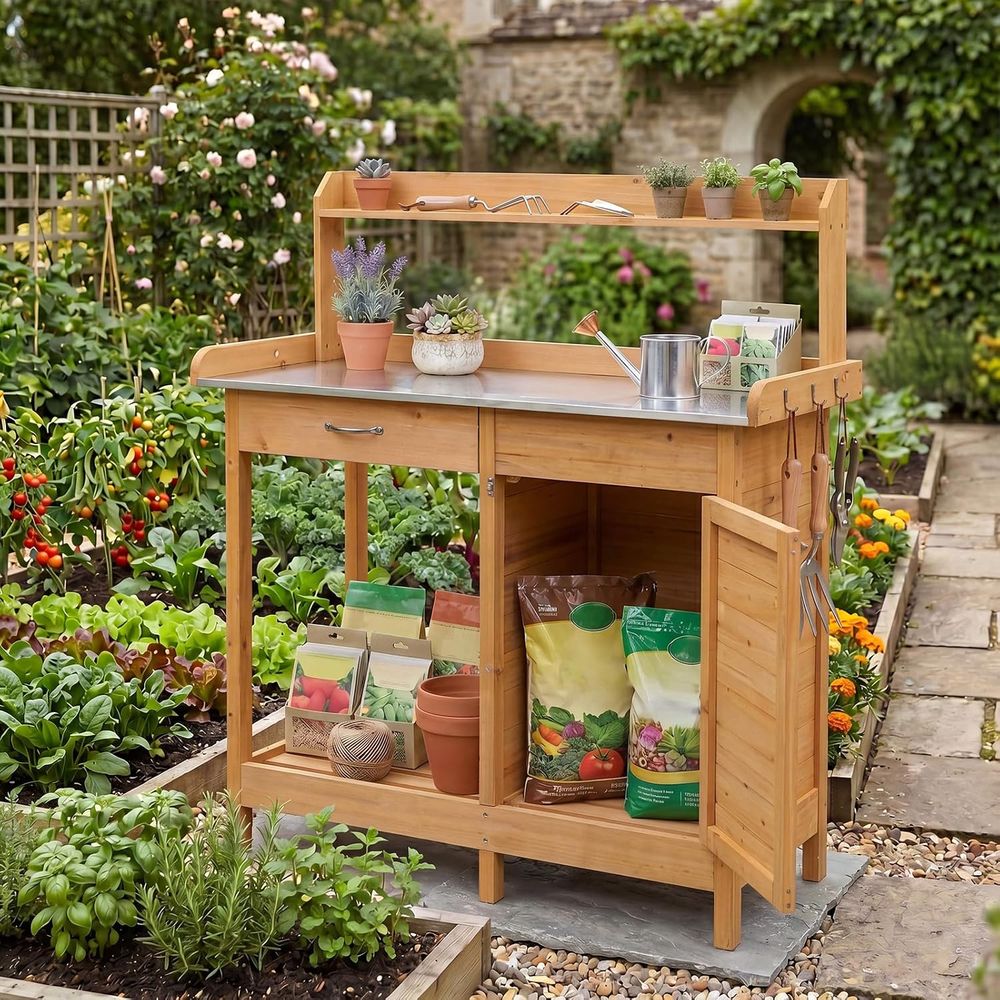 Outdoor Potting Bench Table Wo - Woodworking Bench 评论和价格
