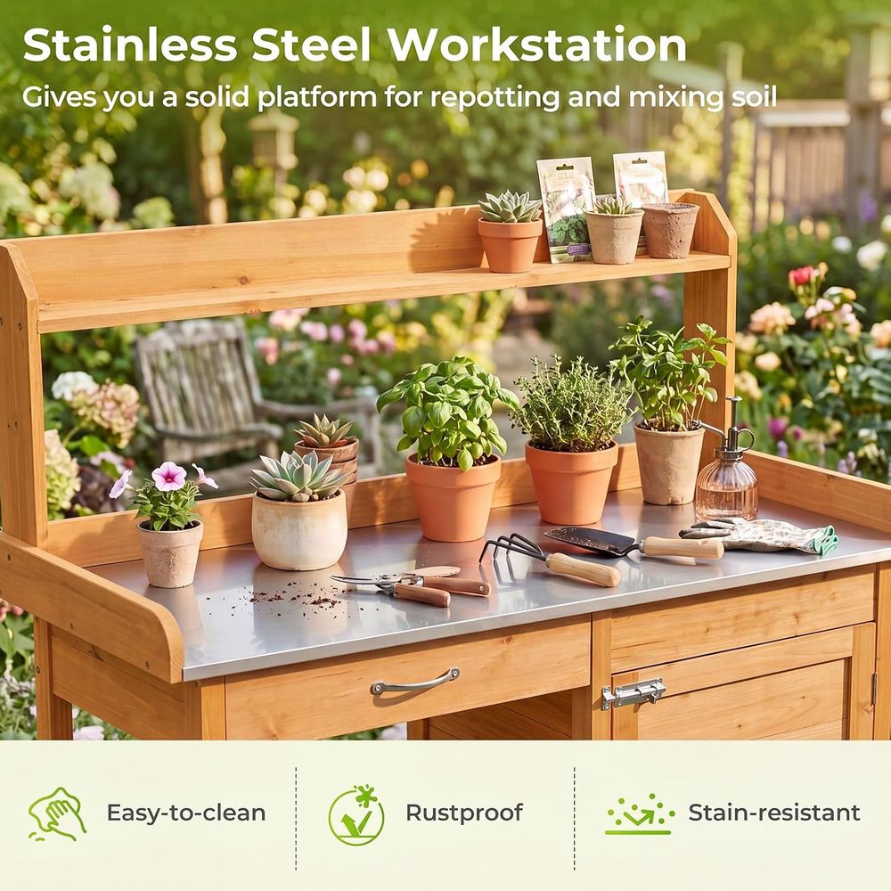 Outdoor Potting Bench Table Wo - Woodworking Bench 评论和价格