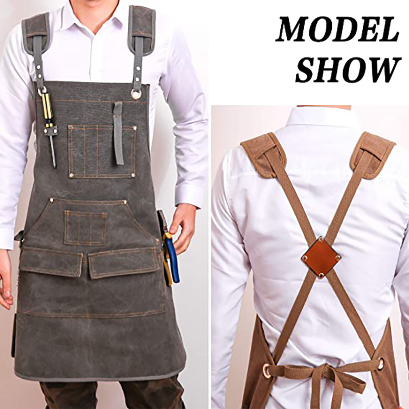 Simple Thickened Canvas Apron  - Woodworking Overalls 评论和价格