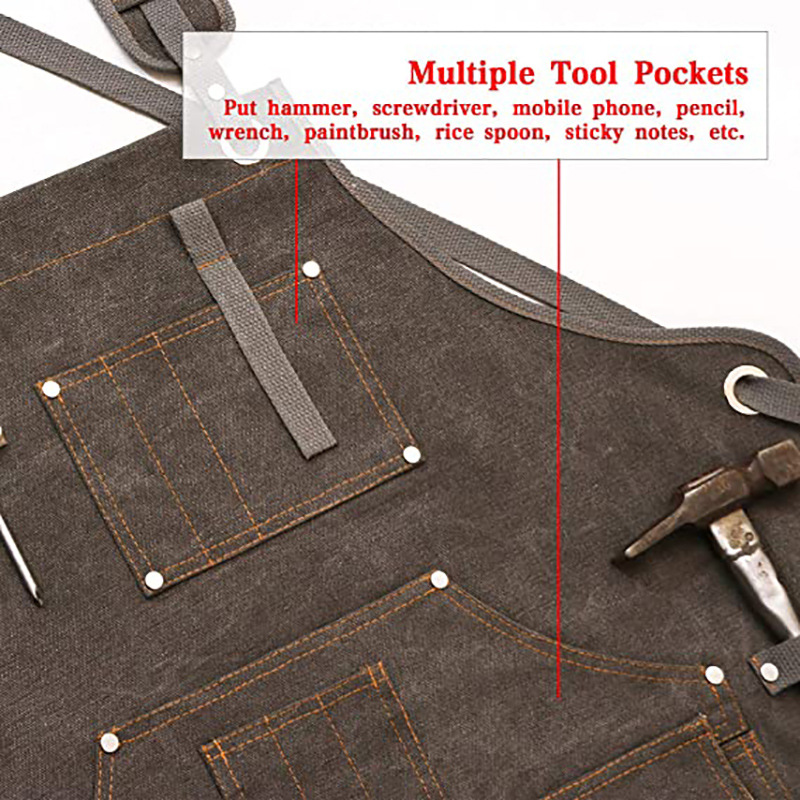 Simple Thickened Canvas Apron  - Woodworking Overalls 评论和价格