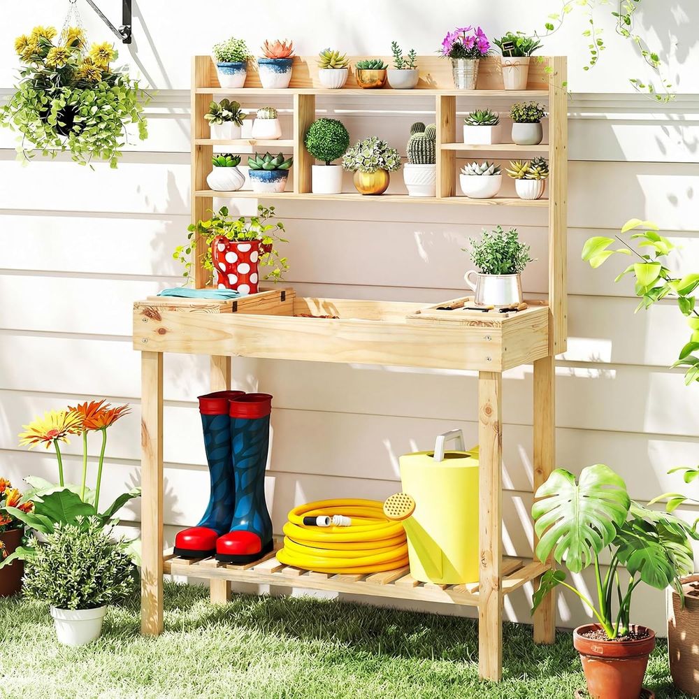 Potting Bench Table, 60” Wood  - Woodworking Bench 评论和价格