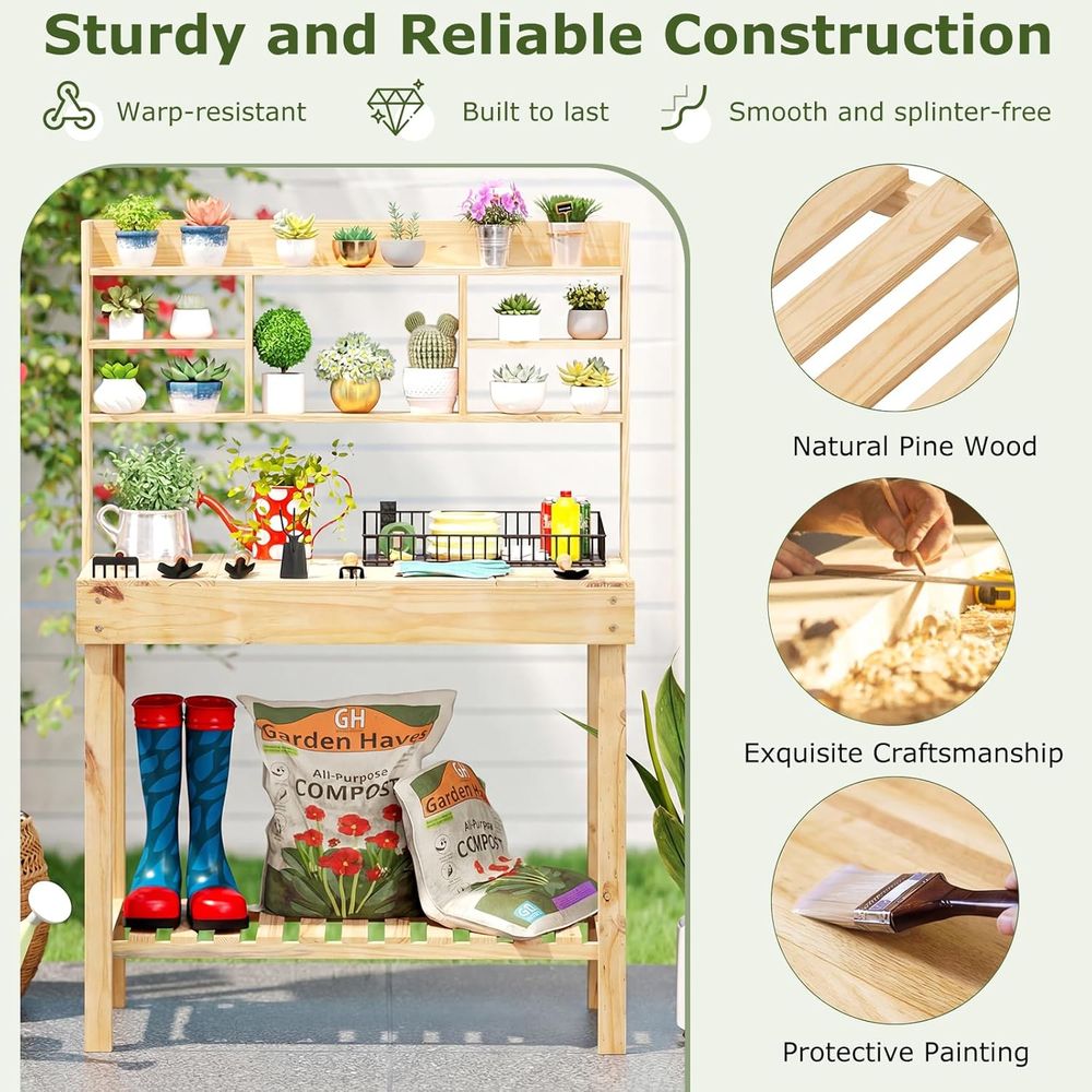 Potting Bench Table, 60” Wood  - Woodworking Bench 评论和价格